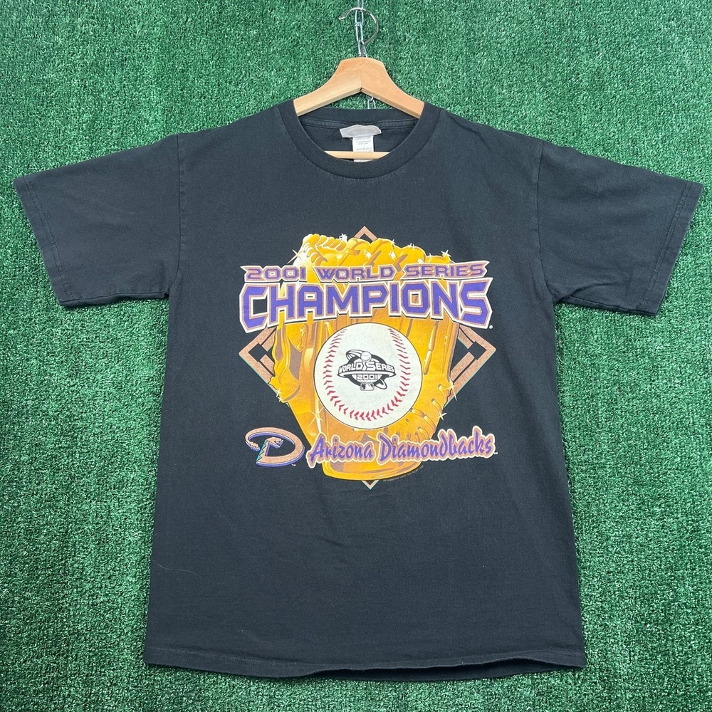 VTG Arizona Diamondbacks T-Shirt Mens Medium Black 2001 World Series Champs Y2K